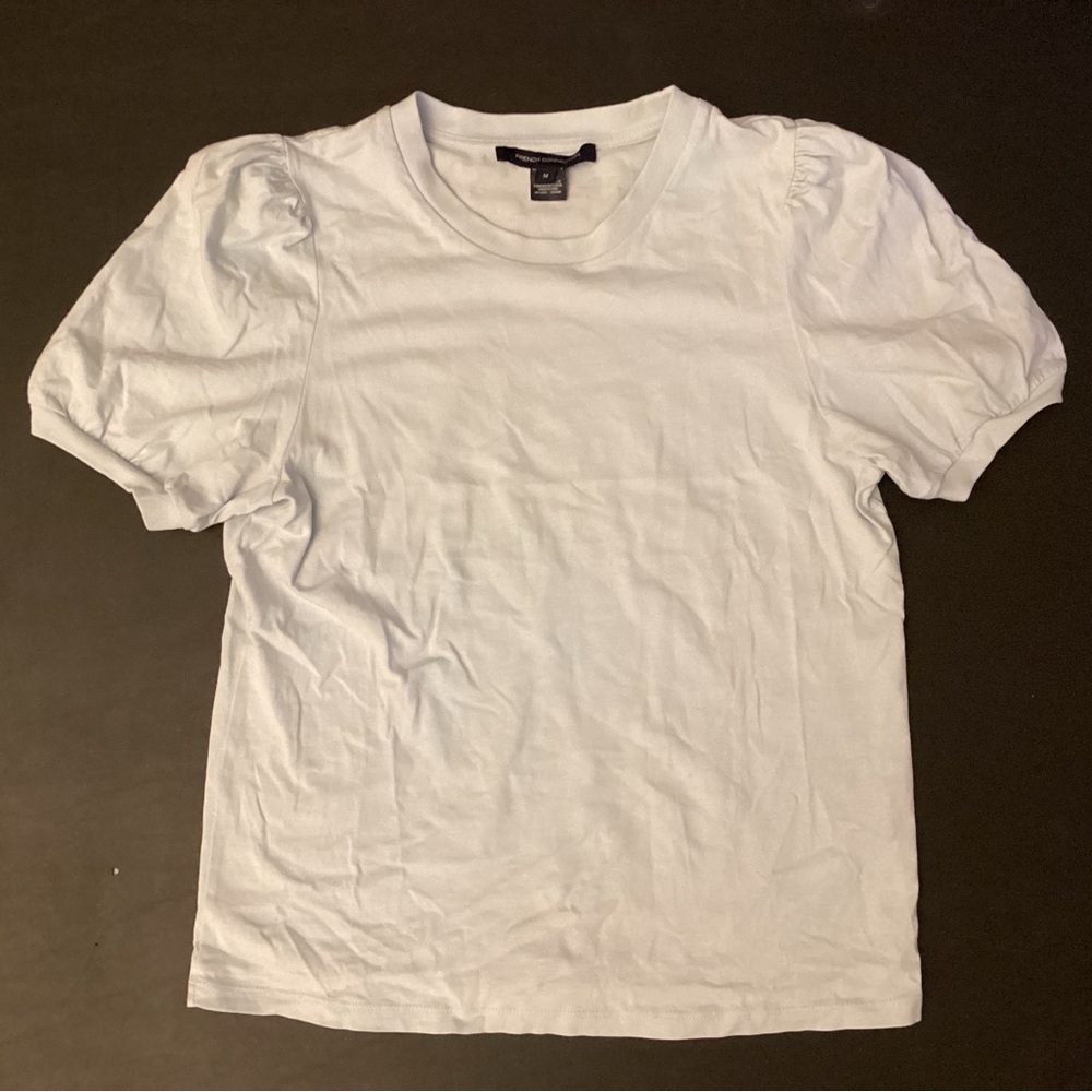 French Connection White Puff-Sleeve Crewneck Tee
